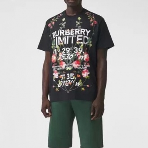 バーバリーバーバリーユニセックスコットン半袖Tシャツr03724.ブラック