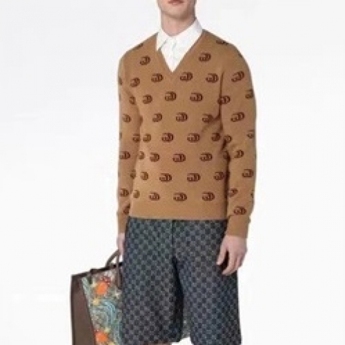 -グッチメンズクルーネックセーターc03491キャメル