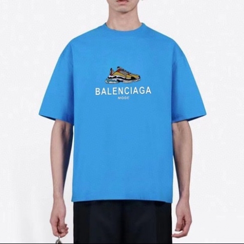 バレンシアガバレンシアガユニセックスコットン半袖Tシャツl0967ブルー