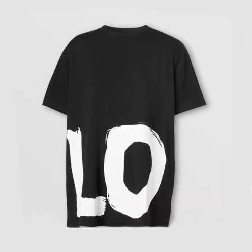 バーバリーユニセックスコットン半袖Tシャツr03736.ブラック