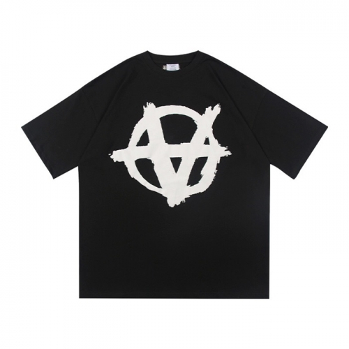 ヴェトモンヴェトモンユニセックスプリントオーバーサイズ半袖Tシャツt0120ブラック