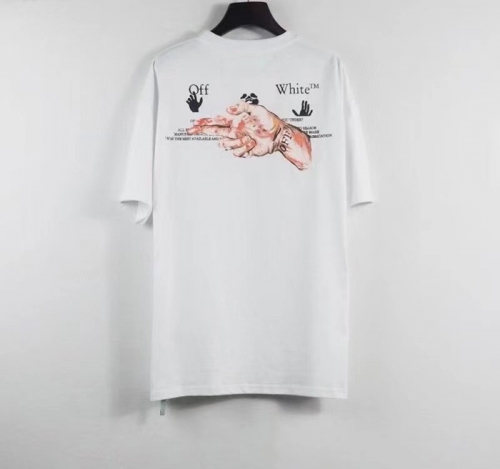 オフホワイトオフホワイトユニセックスプリントコットン半袖Tシャツf0654ホワイト