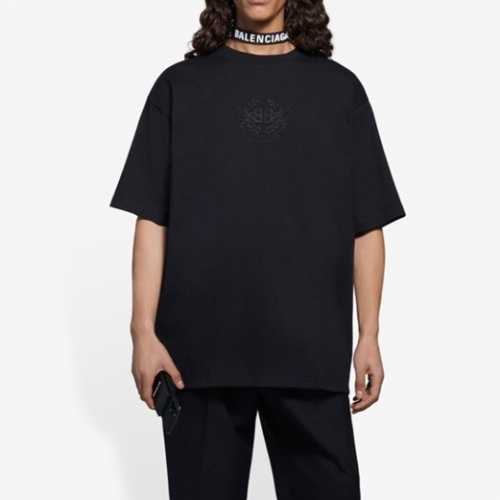 バレンシアガバレンシアガユニセックスコットン半袖Tシャツl0978ブラック