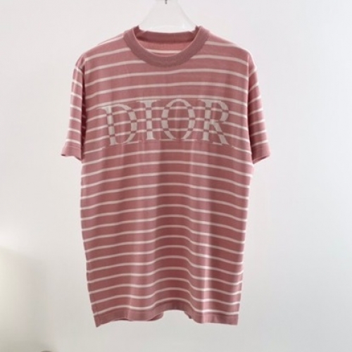 ディオール-ディオールユニセックスカジュアルクルーネック半袖Tシャツo01166ピンク