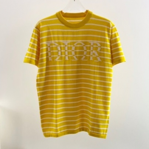 ディオール-ディオールユニセックスカジュアルクルーネック半袖Tシャツo01168イエロー