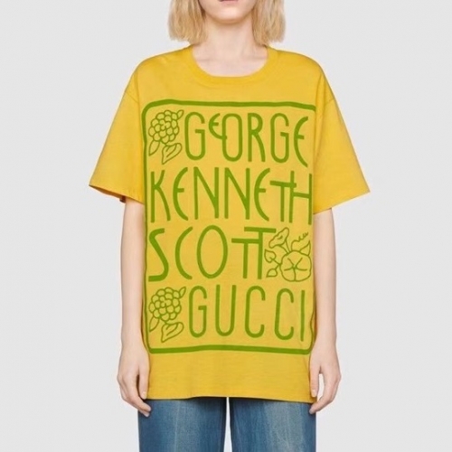 グッチユニセックス半袖Tシャツc03521イエロー