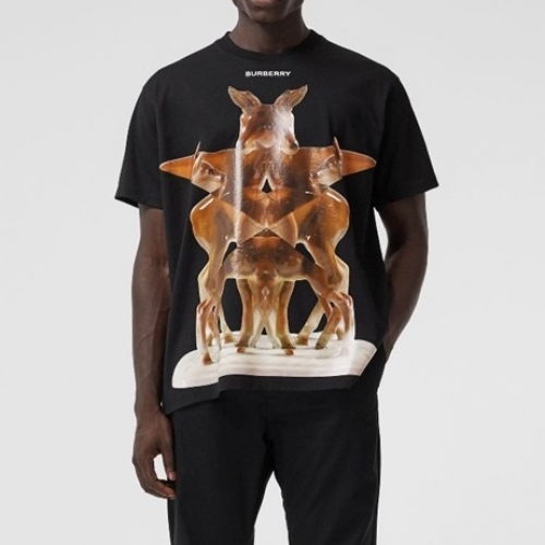 バーバリーバーバリーメンズコットン半袖Tシャツr03784.ブラック