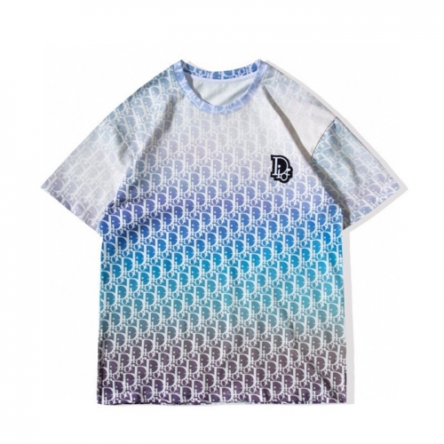 ディオール-ディオールユニセックスカジュアルクルーネック半袖Tシャツo01169.ブルー