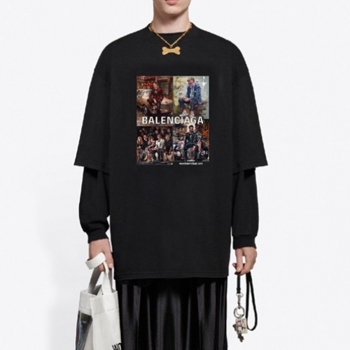 バレンシアガバレンシアガユニセックスコットン半袖Tシャツl0983ブラック