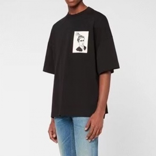 アミユニセックスコットンカジュアル半袖Tシャツ0093ブラック