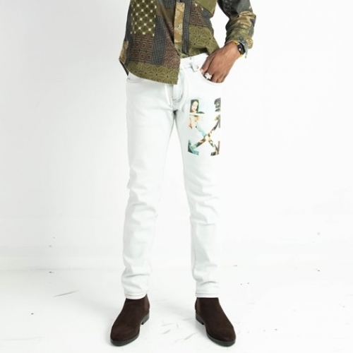 オフホワイトオフホワイトメンズデニムジーンズf0674ブルー