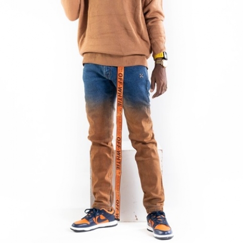 オフホワイトメンズデニムジーンズf0678ブラウン