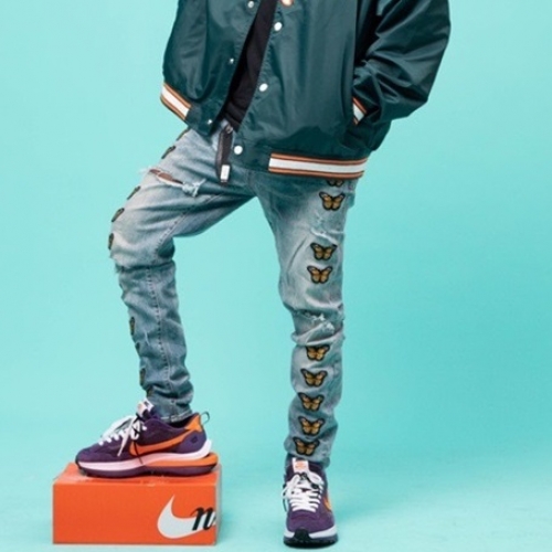 オフホワイトメンズデニムジーンズf0679ブルー