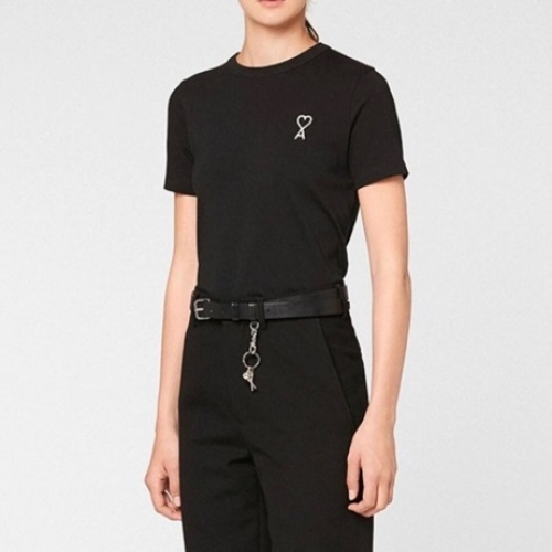 アミアミユニセックスコットンカジュアル半袖Tシャツ0095ブラック