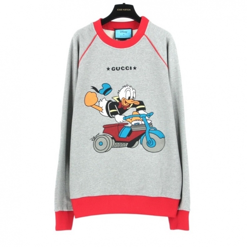 グッチ-グッチユニセックスコットンクルーネック長袖Tシャツc03548グレー