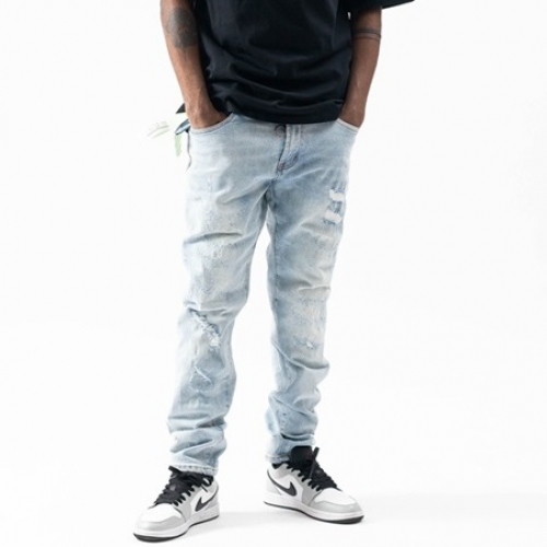 オフホワイトメンズデニムジーンズf0682ブルー