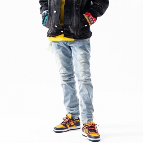 オフホワイトメンズデニムジーンズf0683ブルー