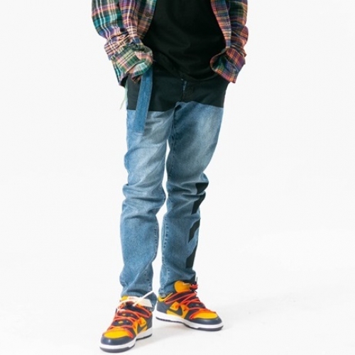 オフホワイトメンズデニムジーンズf0684ブルー