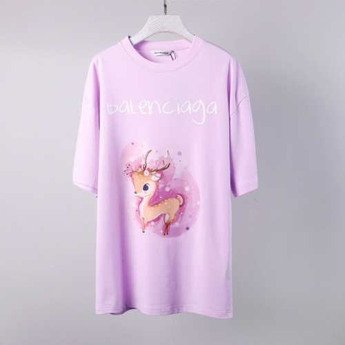 バレンシアガバレンシアガユニセックスコットン半袖Tシャツl0989パープル