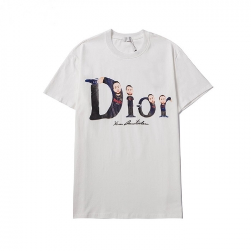 -ディオールユニセックスカジュアルクルーネック半袖Tシャツo01183.ホワイト