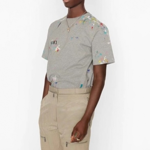 -ディオールユニセックスカジュアルクルーネック半袖Tシャツo01185グレー