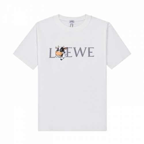 ロエベロエベユニセックススマイル半袖Tシャツe0411ホワイト