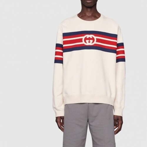 -グッチユニセックスコットンクルーネック長袖Tシャツc03571アイボリー