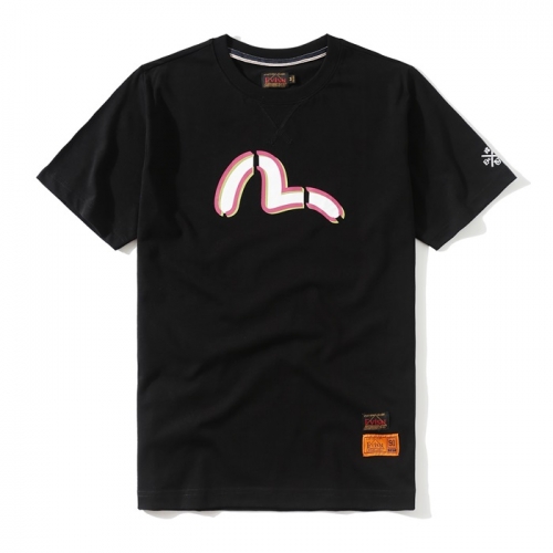 エヴィスエヴィスメンズカモメコットン半袖Tシャツi0045ブラック