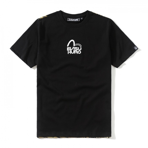 エヴィスエヴィスメンズカモメコットン半袖Tシャツi0047ブラック