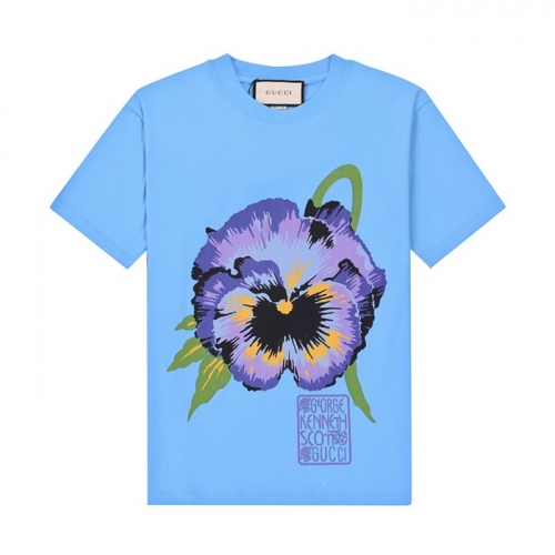 グッチユニセックス半袖Tシャツc03588ブルー