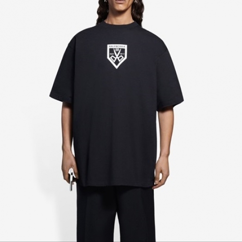 バレンシアガバレンシアガユニセックスコットン半袖Tシャツl0997ブラック