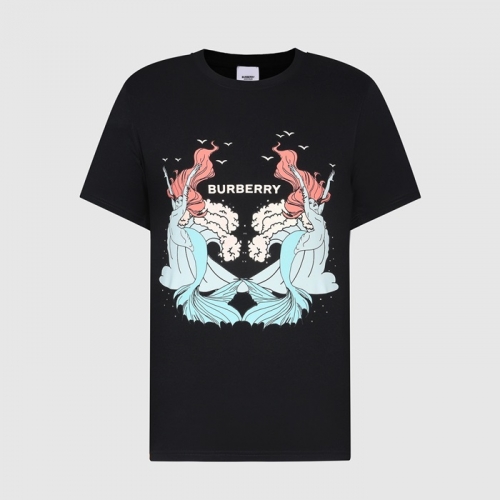 バーバリーバーバリーユニセックスコットン半袖Tシャツr03798ブラック