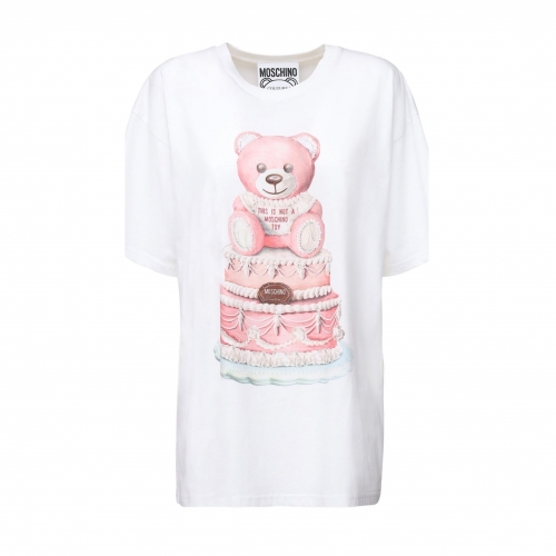 モスキーノモスキーノユニセックスコットン半袖Tシャツs0148アイボリー