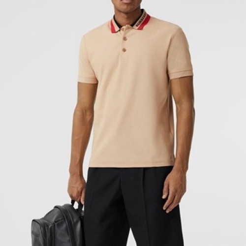 バーバリーメンズコットン半袖Tシャツr03803.キャメル