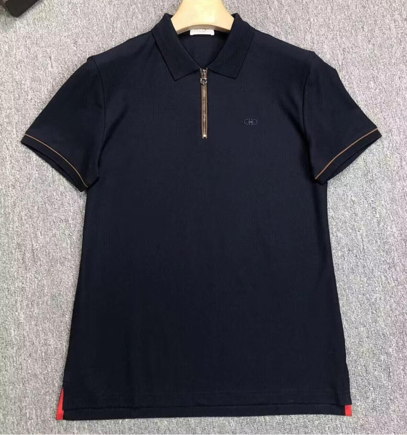 サルヴァトーレフェラガモサルヴァトーレフェラガモメンズベーシックコットン半袖Tシャツr0326.ブルー