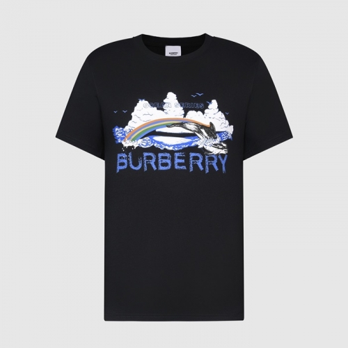 バーバリーバーバリーユニセックスコットン半袖Tシャツr03809ブラック