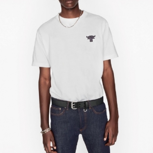 -ディオールユニセックスカジュアルクルーネック半袖Tシャツo01199ホワイト