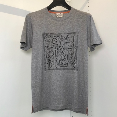 エルメス-エルメスメンズクルーネック半袖Tシャツr0618.グレー