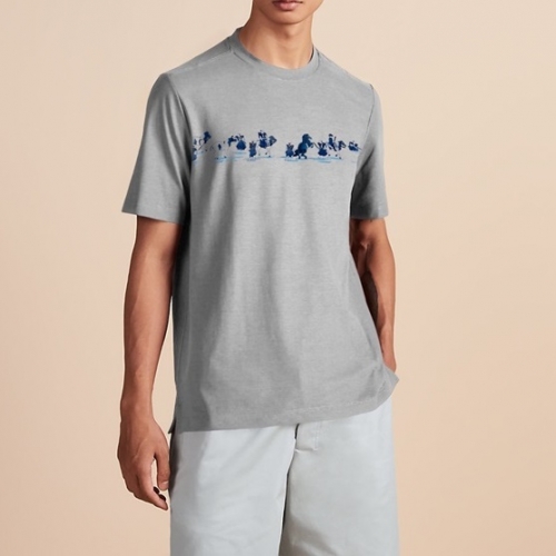 エルメス-エルメスメンズクルーネック半袖Tシャツr0630.グレー