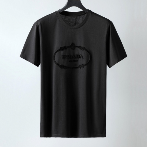 プラダプラダユニセックスベーシック半袖Tシャツa02220ブラック