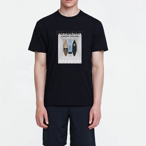 バーバリーバーバリーユニセックスコットン半袖Tシャツr03825.ブラック