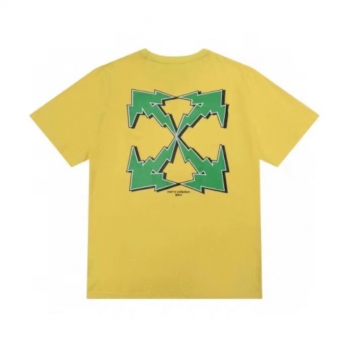 オフホワイトオフホワイトユニセックスプリントコットン半袖Tシャツf0716イエロー