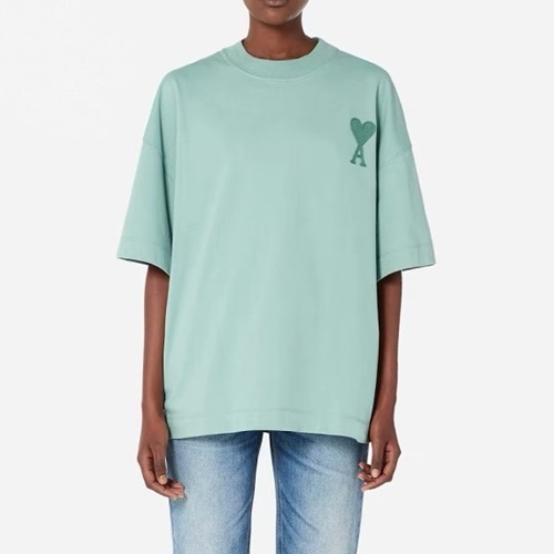 アミユニセックスコットンカジュアル半袖Tシャツ0105ミント