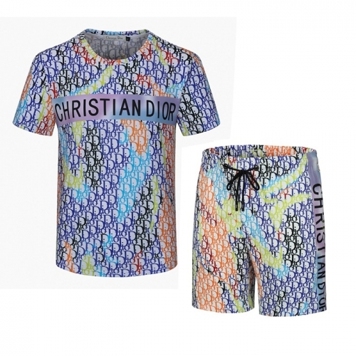 ディオールメンズカジュアル半袖トレーニングふく&ショートパンツo01217ブルー