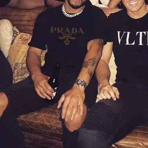 プラダメンズベーシックポロ半袖Tシャツa02236ブラック