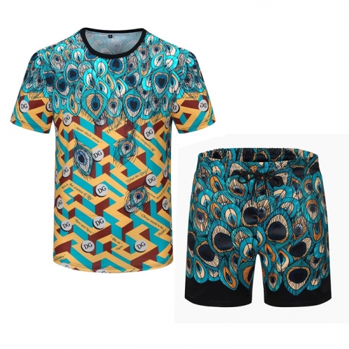 ドルチェ＆ガッバーナメンズカジュアルトレーニング半袖Tシャツ&ショートパンツl0320ブラック