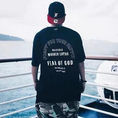 フィアオブゴッドユニセックスミニマルコットン半袖Tシャツa0264ブラック