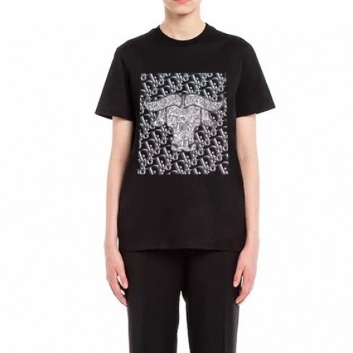 -ディオールユニセックスカジュアルクルーネック半袖Tシャツo01227ブラック