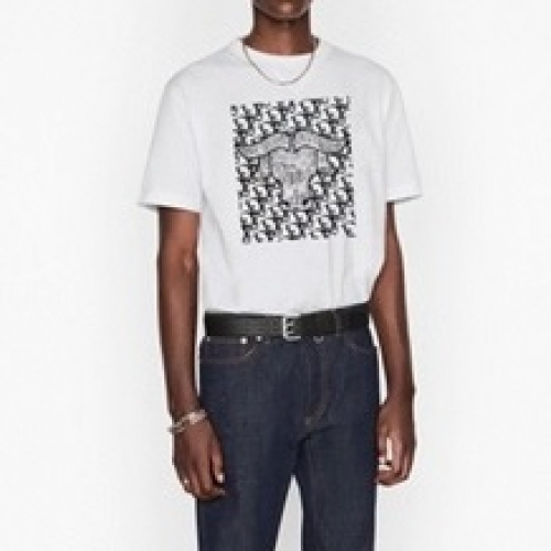 -ディオールユニセックスカジュアルクルーネック半袖Tシャツo01228ホワイト