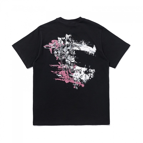 -ストーンアイランドメンズクルーネックコットン半袖Tシャツo0317ブラック